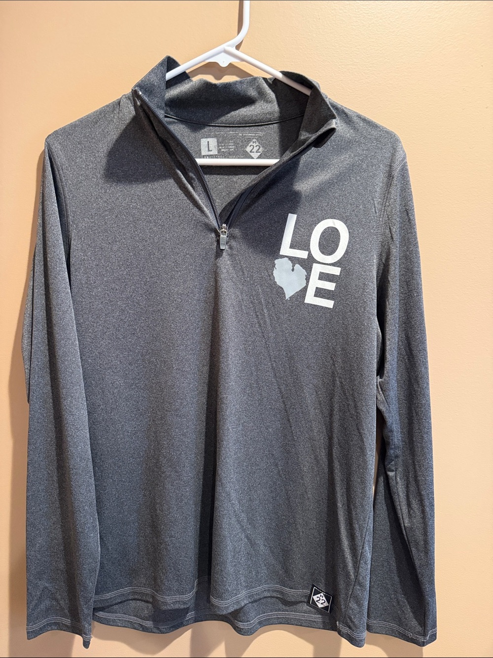 Women's Gray Quarter-Zip Pullover Hoodie with LOVE Graphic